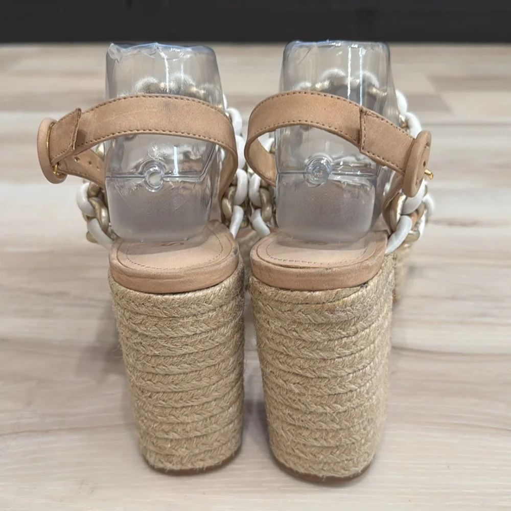 SCHUTZ Juliet Platform Sandals Chain Detail Espadrille Block Heel Size 11